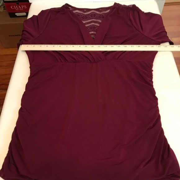 TORRID Lace Surplice V-Neck Blouse Ruched Top Burgundy Women’s Plus Size 2X - Picture 13 of 16